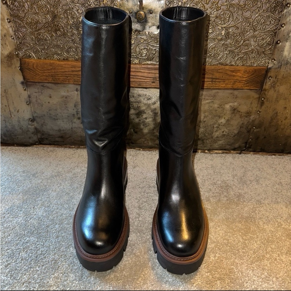 NWOB Arezzo Bailey Mid Tractor Black Boot in 6.5 - Picture 2 of 10